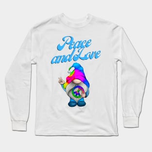 Christmas Pyjama, Peace and Love, Hippie Gnome, Holiday T Long Sleeve T-Shirt